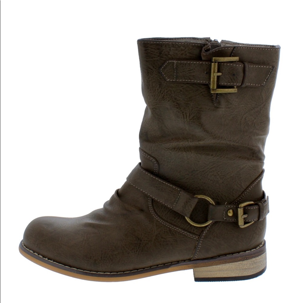 Brown Distressed Moto Boot